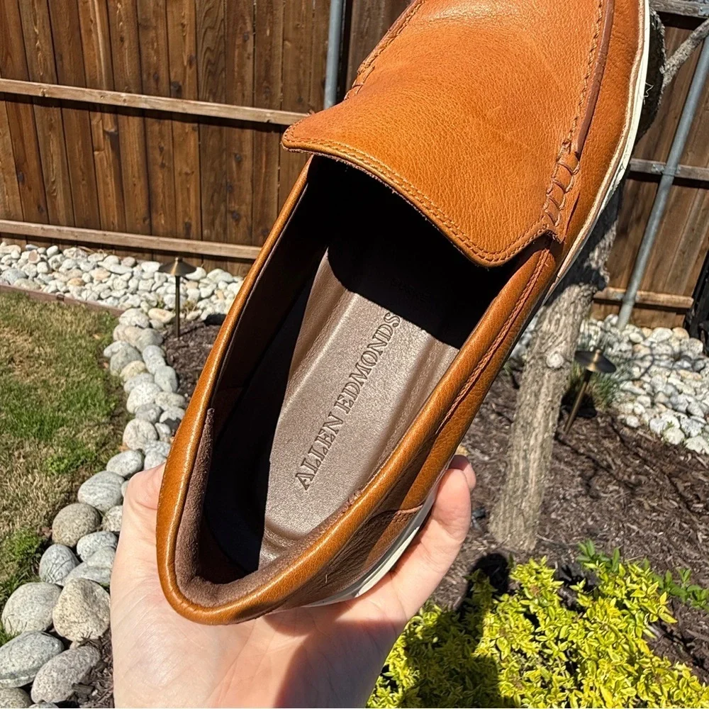 Allen Edmonds Mens Burke Vent Tan Leather Slip On Sneakers 8.5D USA Made Leather Allen edmonds  main image 2